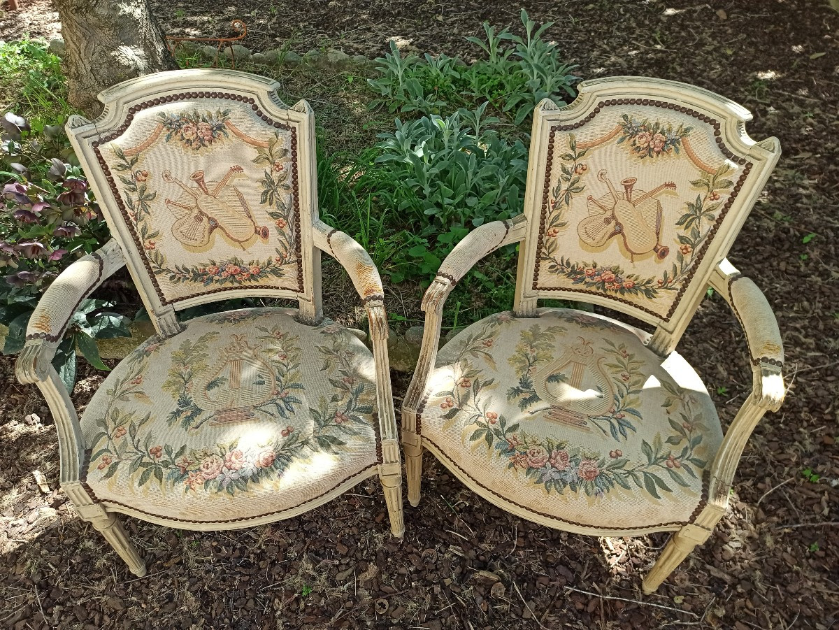 Pair Of Louis XVI Armchairs, 18th Century-photo-5
