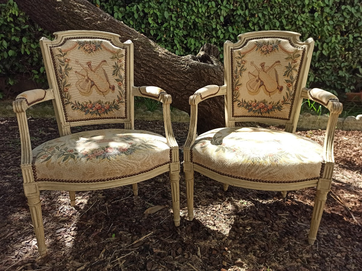 Pair Of Louis XVI Armchairs, 18th Century