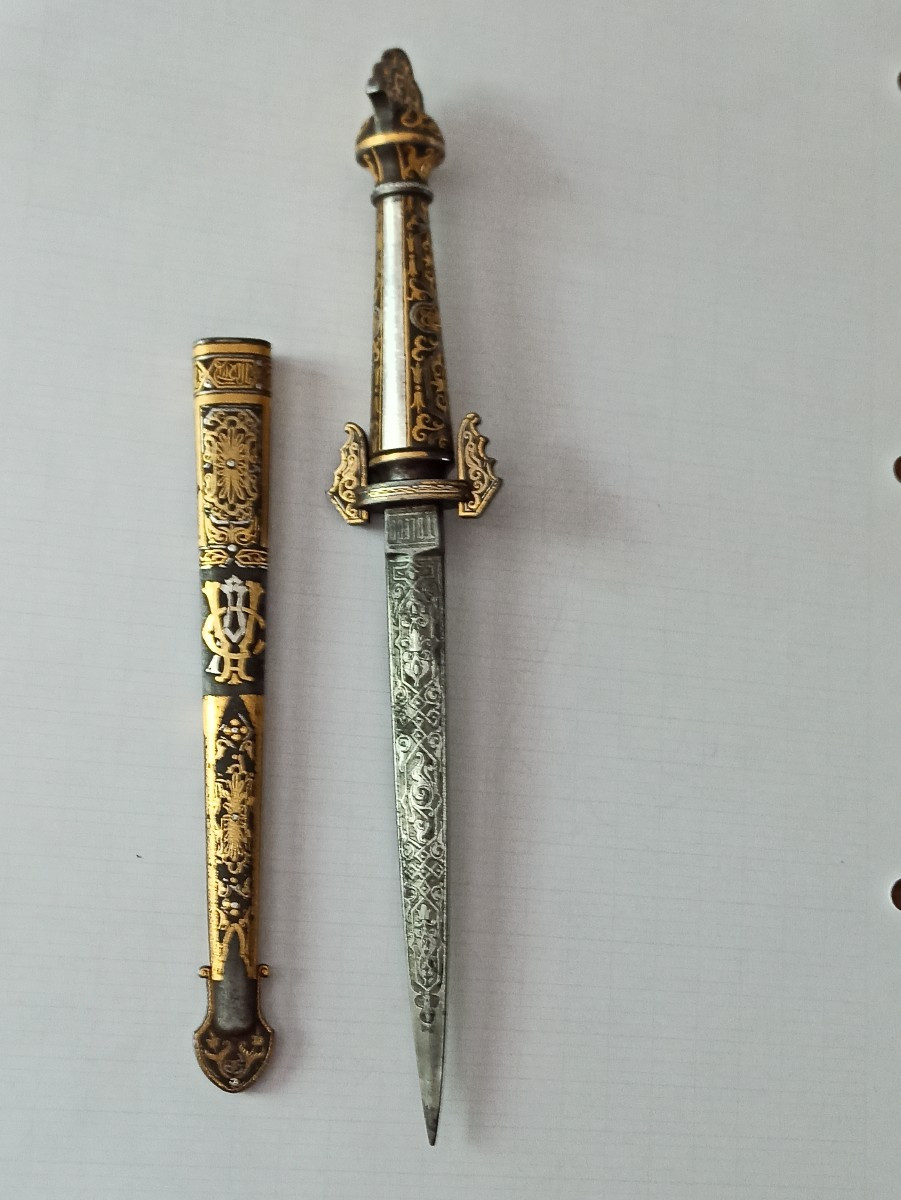 Nasrid Damascened Dagger Fabrica Toledo Spain 19th Century-photo-4