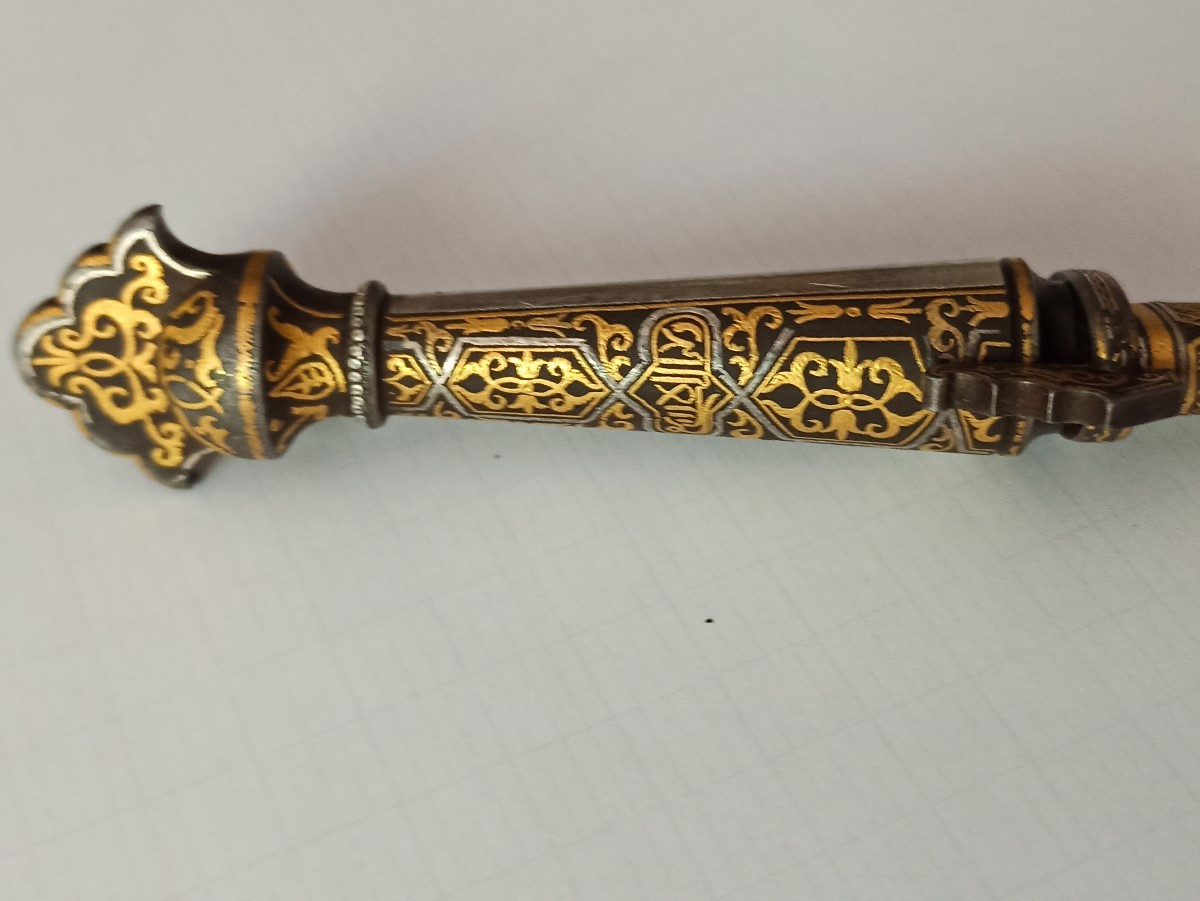 Nasrid Damascened Dagger Fabrica Toledo Spain 19th Century-photo-2