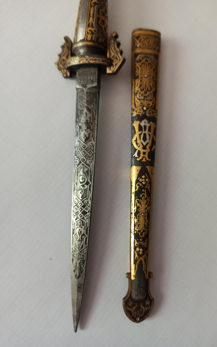 Nasrid Damascened Dagger Fabrica Toledo Spain 19th Century-photo-5