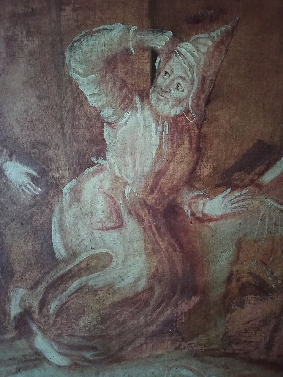 Importante huile sur toile d'époque XVIIIe siècle-photo-4