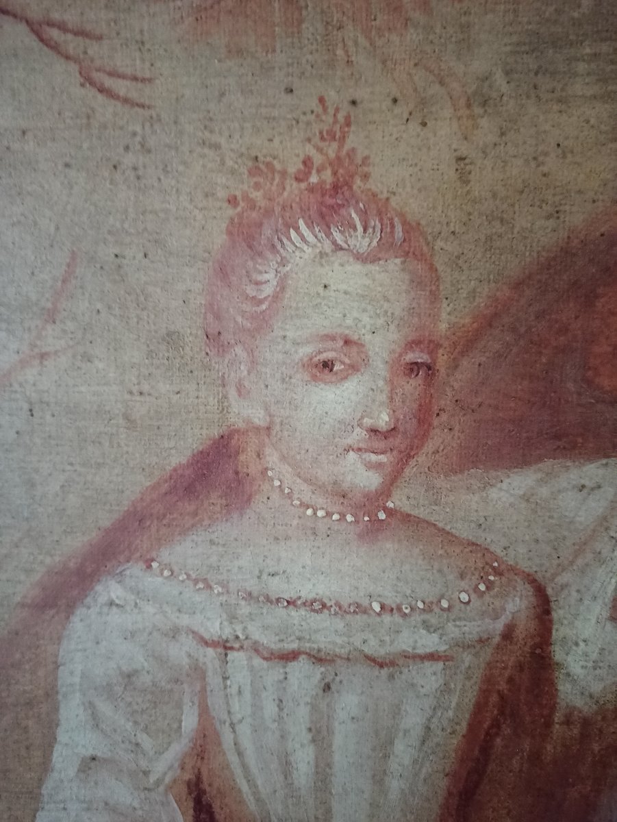 Importante huile sur toile d'époque XVIIIe siècle-photo-1
