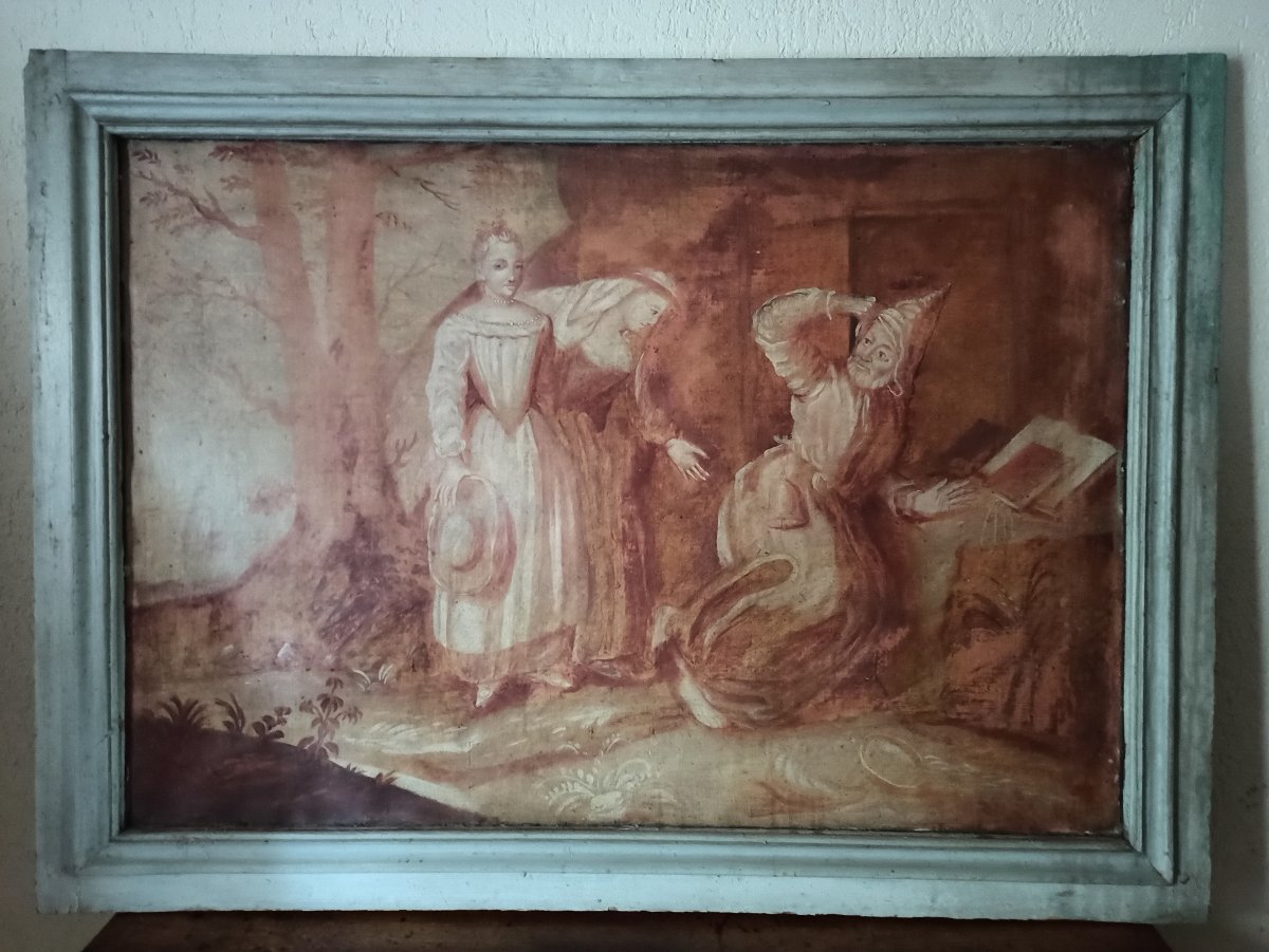 Importante huile sur toile d'époque XVIIIe siècle