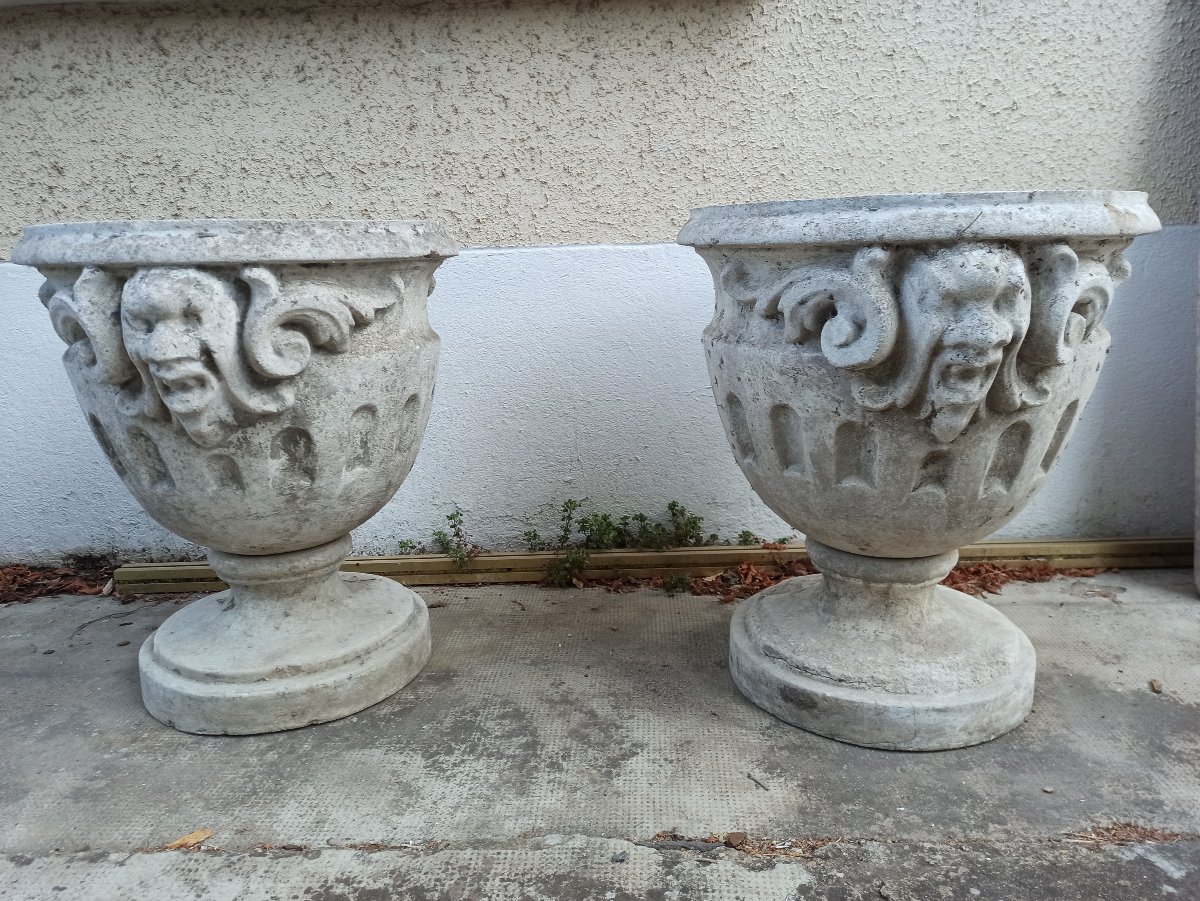 Grande paire de vasques de jardin