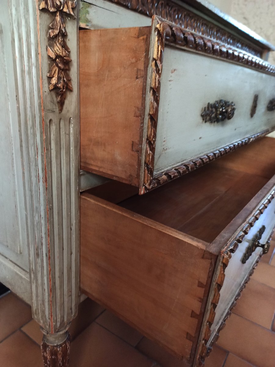 Louis XVI-style Lacquered Wooden Chest Of Drawers With A Hopping Top-photo-2