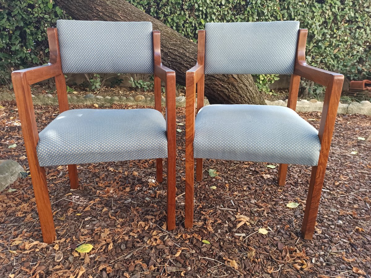 Paire de fauteuils vintage en teck-photo-4