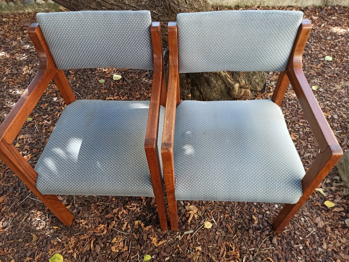 Paire de fauteuils vintage en teck-photo-2