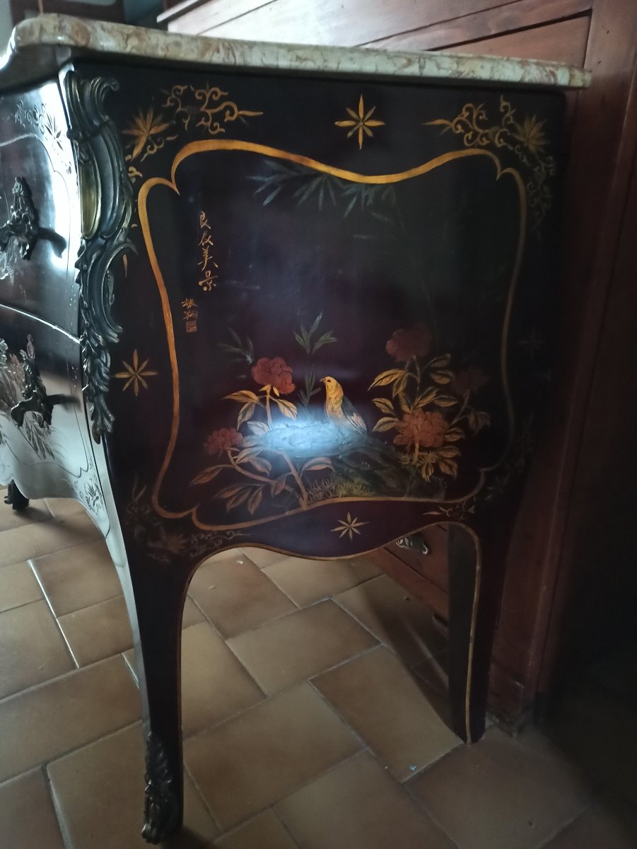 Commode sauteuse en laque de coromandel-photo-3