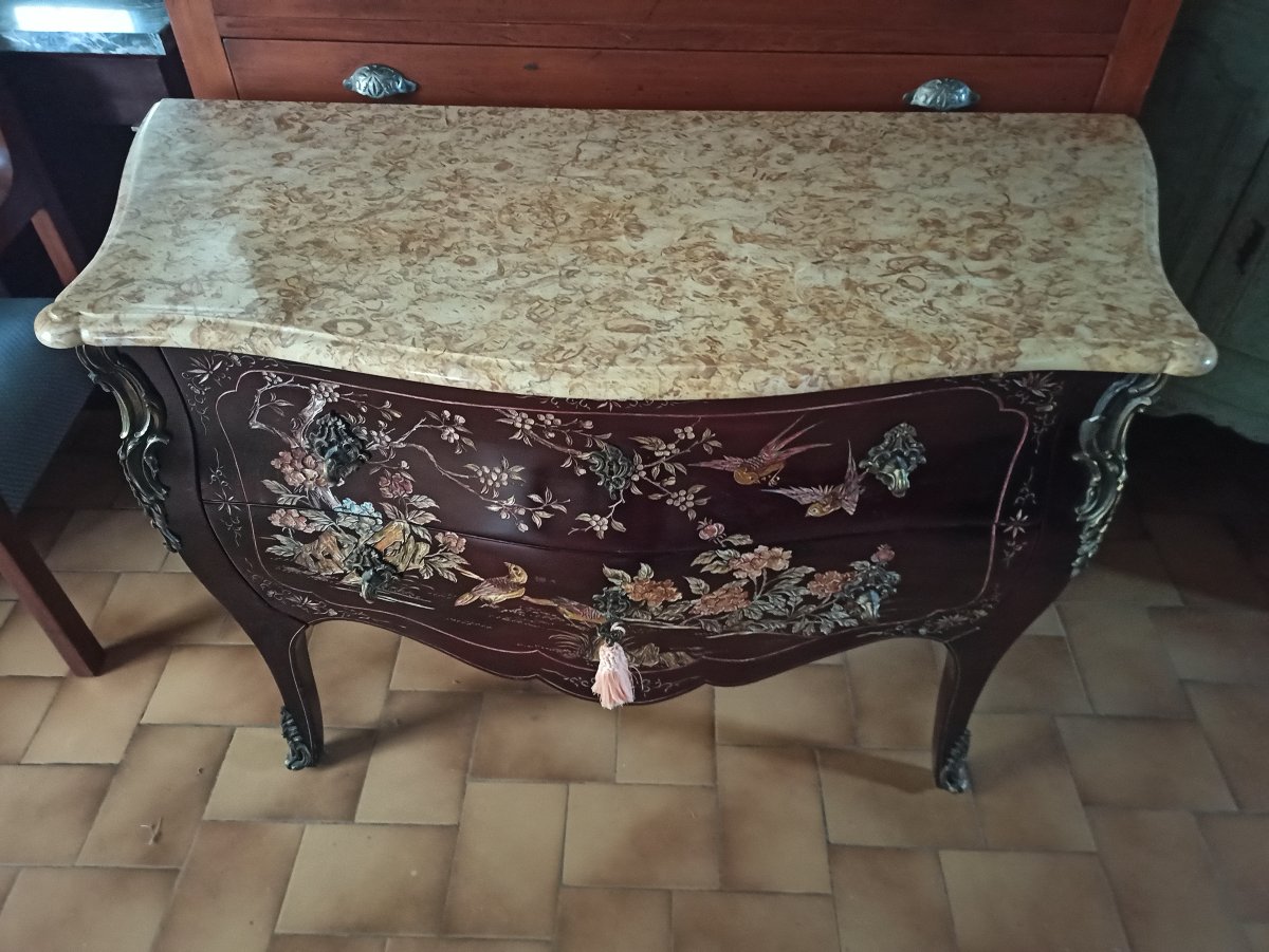 Commode sauteuse en laque de coromandel-photo-4