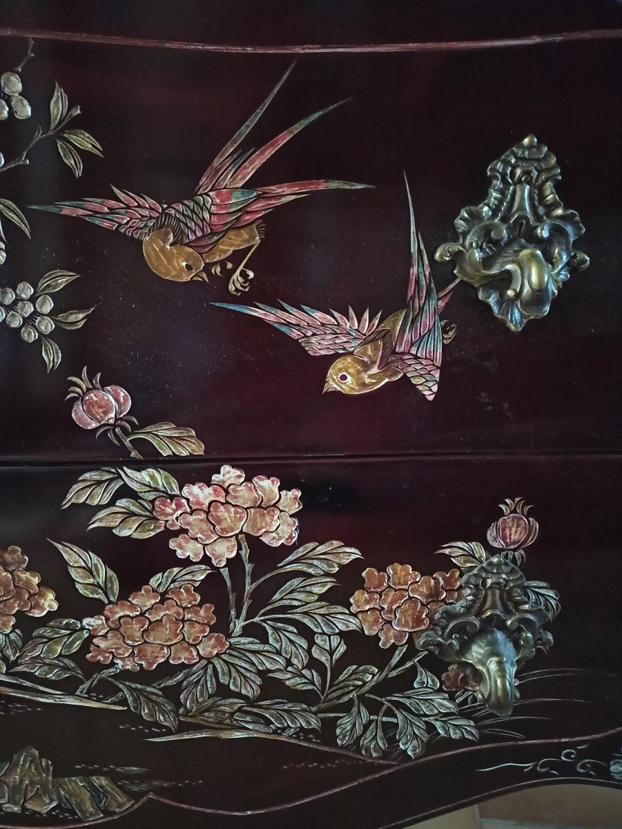 Commode sauteuse en laque de coromandel-photo-2