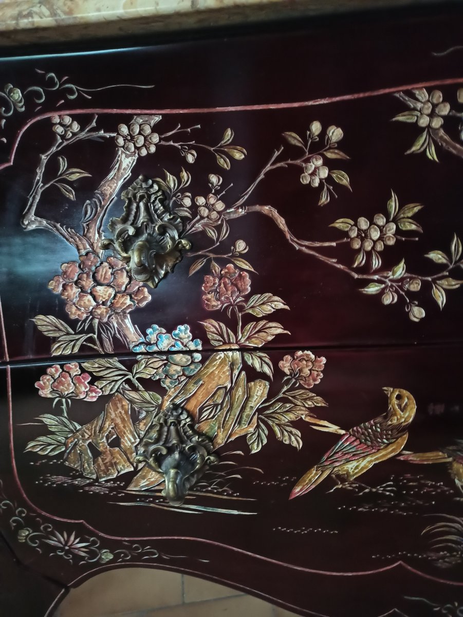 Commode sauteuse en laque de coromandel-photo-3
