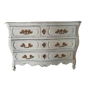 Commode galbée Louis XV d'époque XVIIIe Siècle