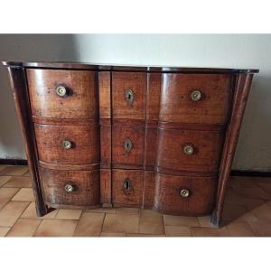 Chest Of Drawers Known As Mazarine Crossbow Facade In Walnut 18th Century Provence