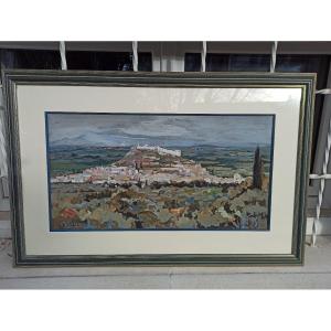 Joseph Meissonnier (1864-1943)  gouache Villeneuve-lès-Avignon Peintre Provençal