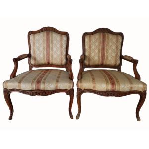Pair Of Large Louis XV Style Armchairs By André Mailfert