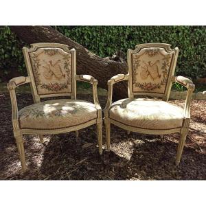 Pair Of Louis XVI Armchairs, 18th Century