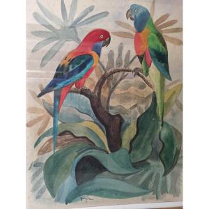 Georges Lucien Guyot (1885–1973) A Pair Of Parrots
