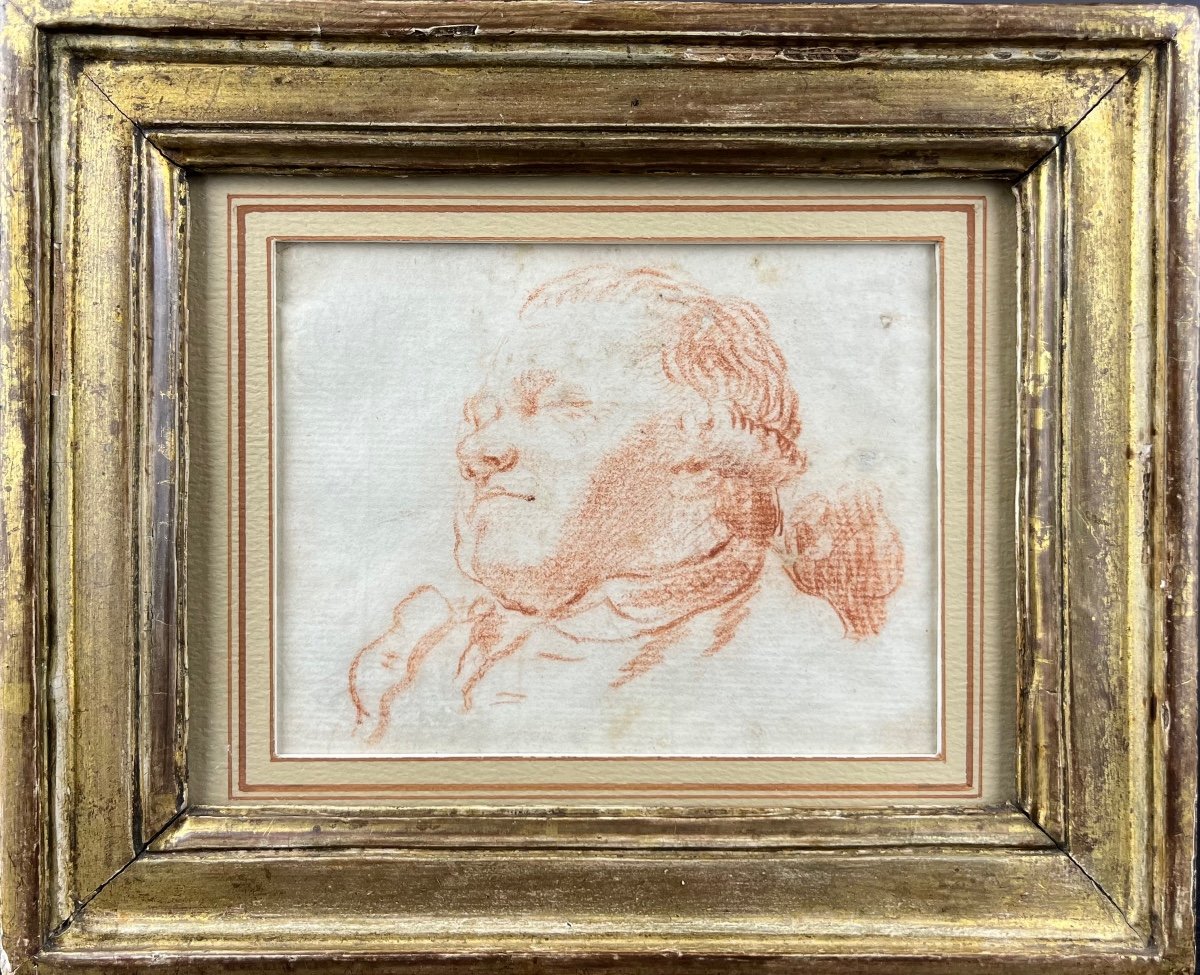 Ecole Française XVIII Le Dormeur Sanguine Dessin Ancien 