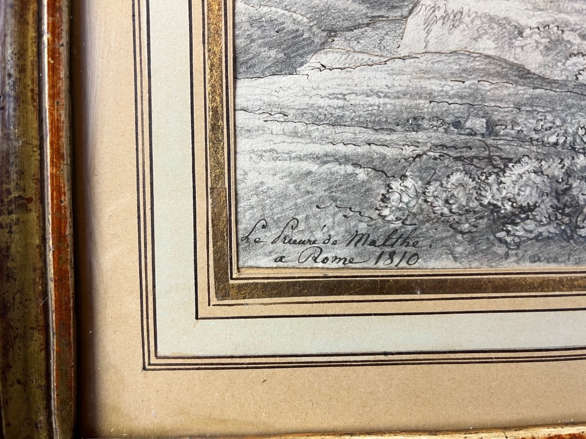 Victor Jean Nicolle (1754-1826) Le Prieuré De Malte à Rome 1810 Dessin Ancien-photo-3