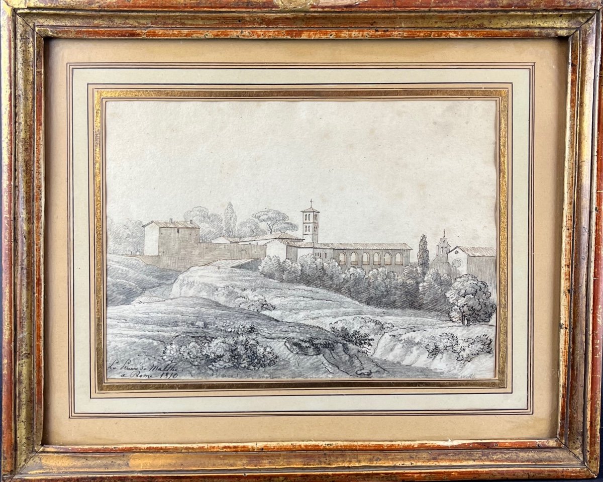 Victor Jean Nicolle (1754-1826) Le Prieuré De Malte à Rome 1810 Dessin Ancien