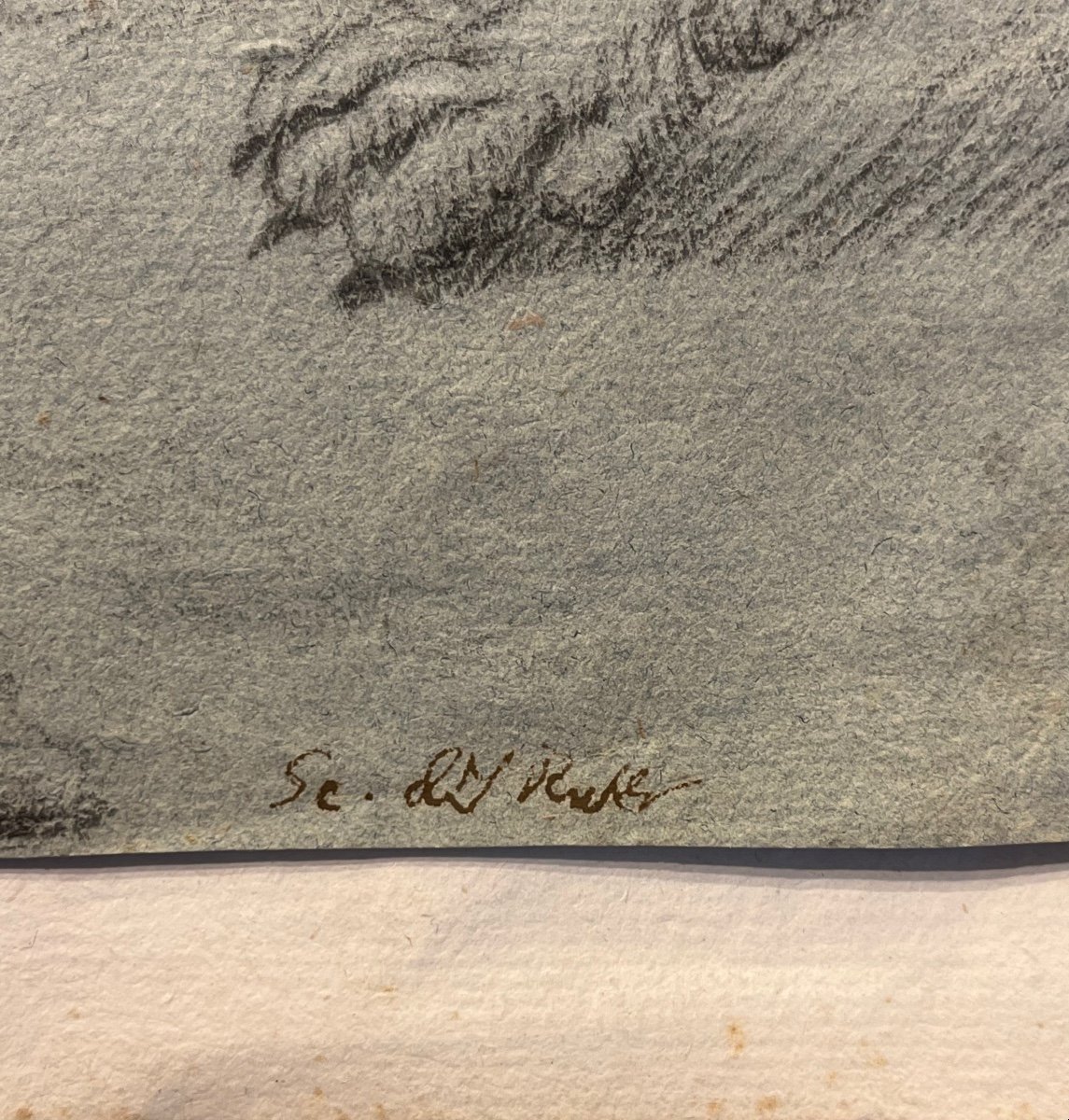 Ecole Flamande XVII Taureau Attaqué Par Les Chiens Dessin Ancien-photo-3