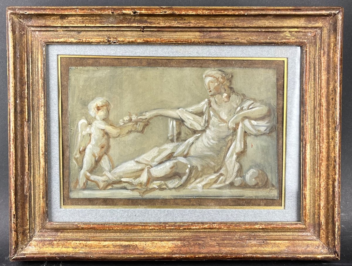 Ecole Française Néoclassique Vers 1800, Scène à l'Antique, Huile Sur Papier, 