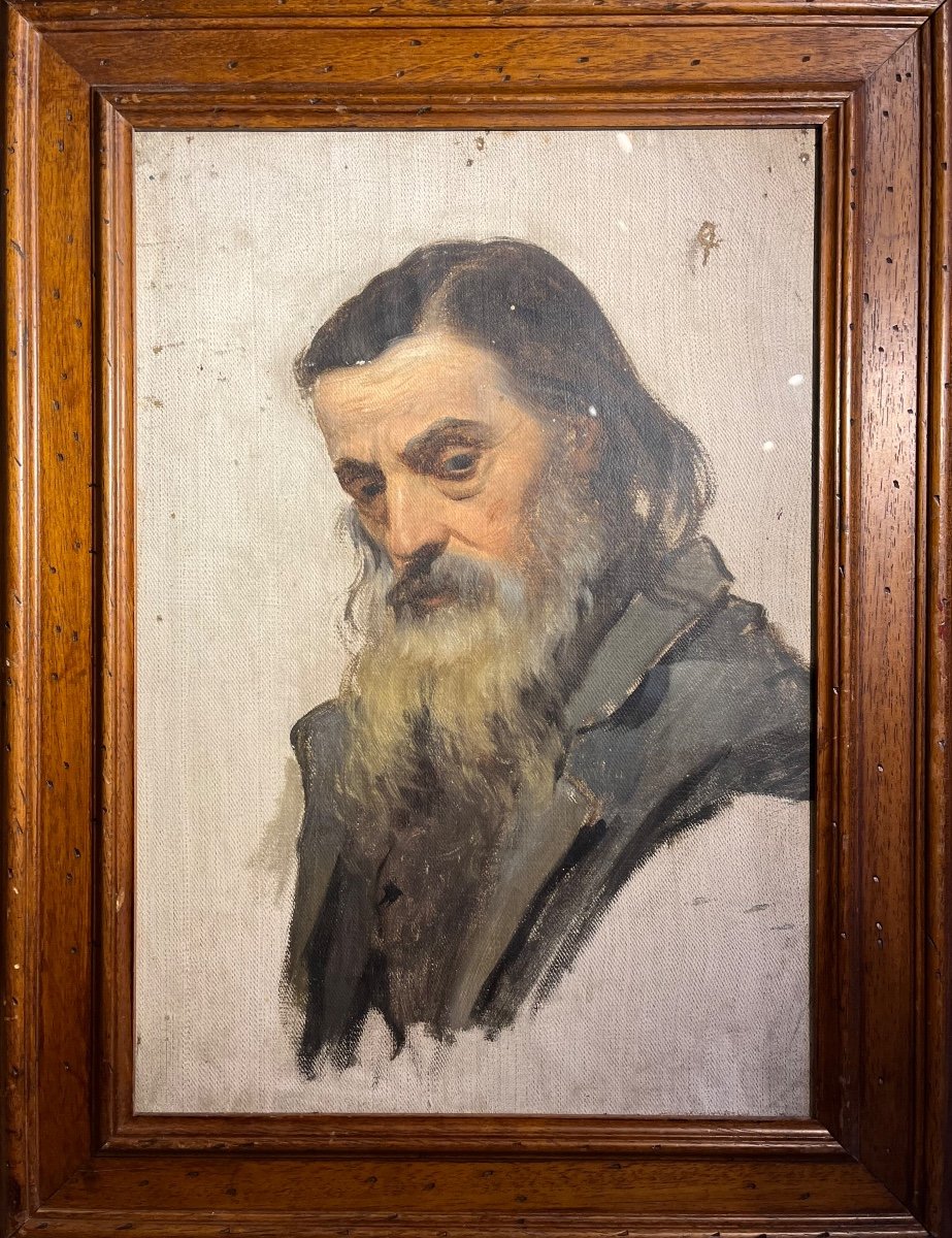 19th Century School Portrait Of A Man Oil On Canvas Sketch