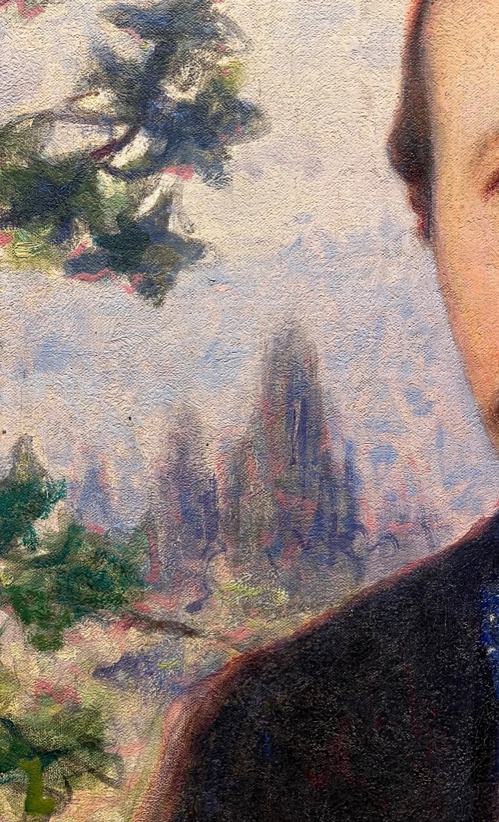 Maurice Chabas (1862-1947) Portrait Symbolism 1900 Self-portrait? Old Painting-photo-3
