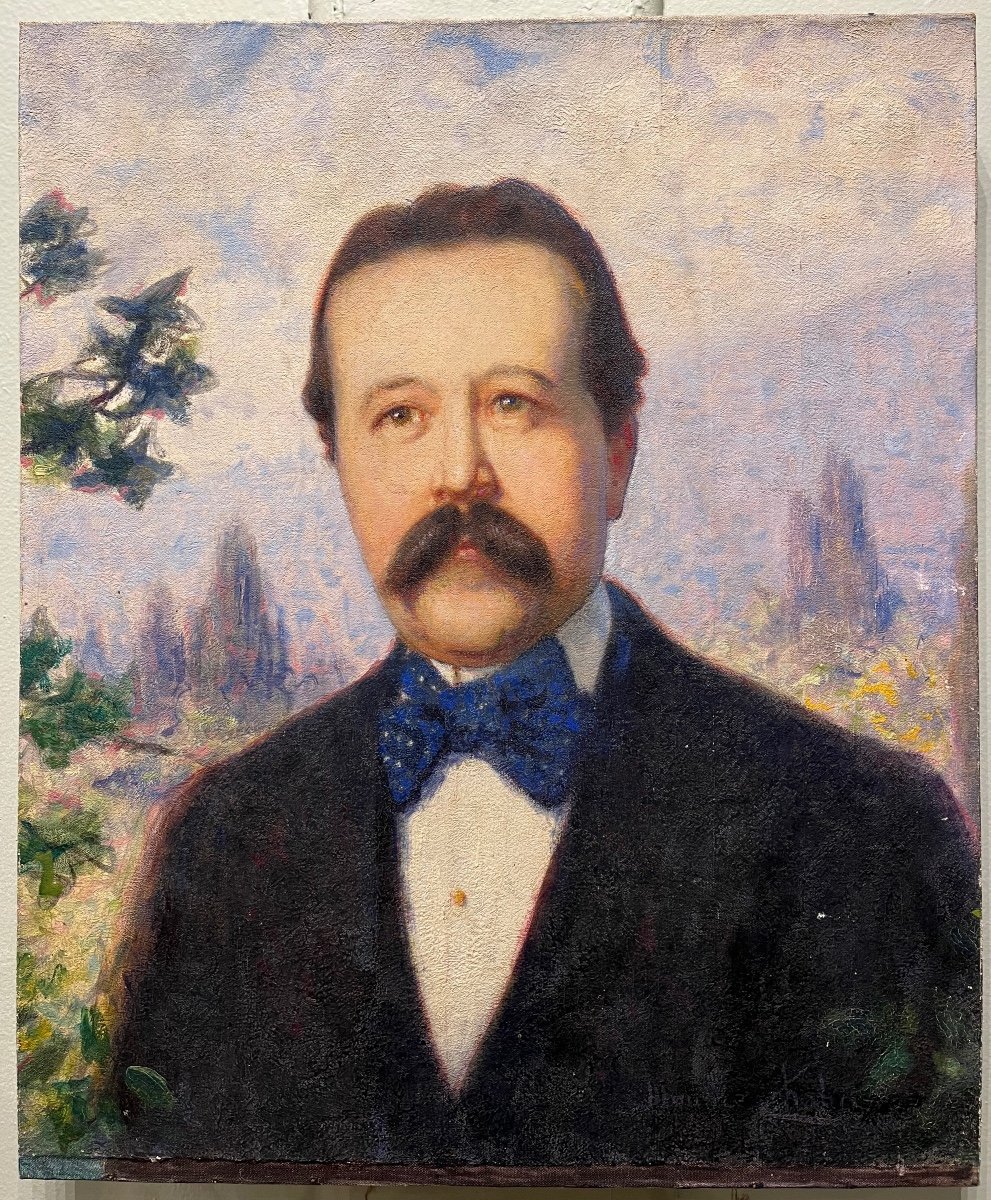 Maurice Chabas (1862-1947) Portrait Symbolism 1900 Self-portrait? Old Painting-photo-4