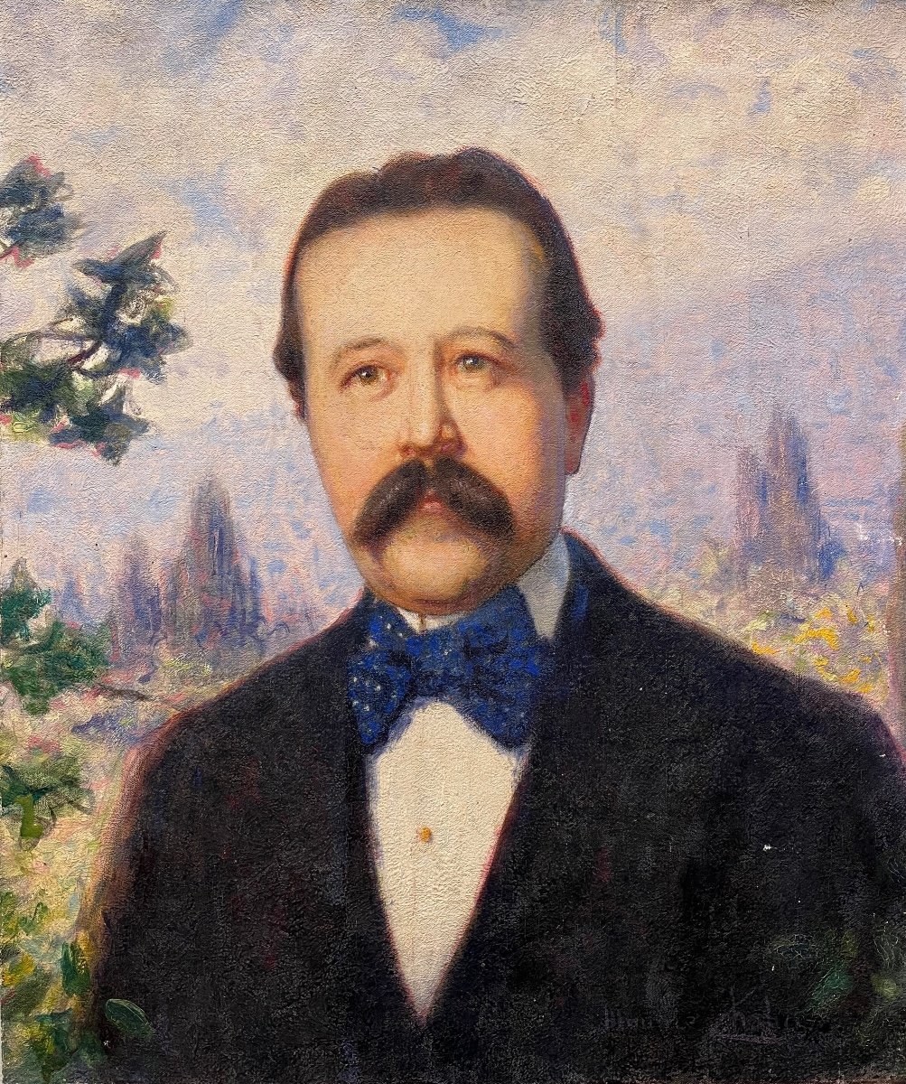 Maurice Chabas (1862-1947) Portrait Symbolism 1900 Self-portrait? Old Painting