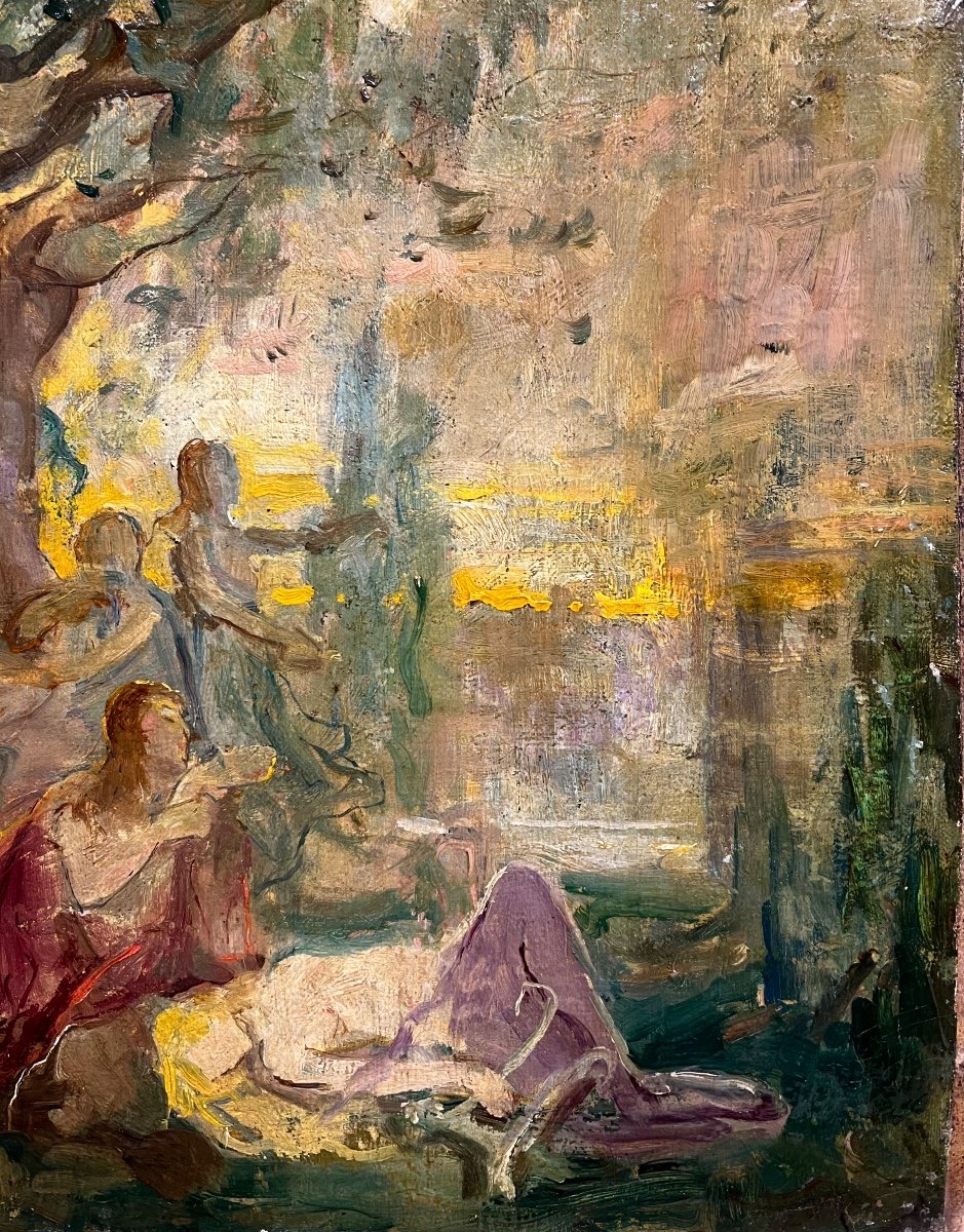 Attribué à Jules Cheret (1836-1932) Esquisse Huile Sur Toile -photo-2