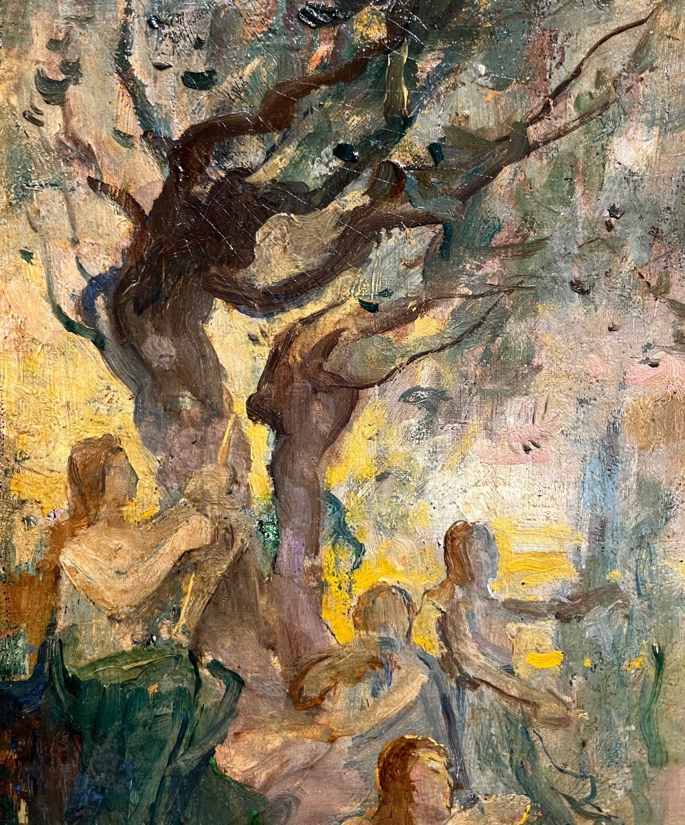 Attribué à Jules Cheret (1836-1932) Esquisse Huile Sur Toile -photo-3