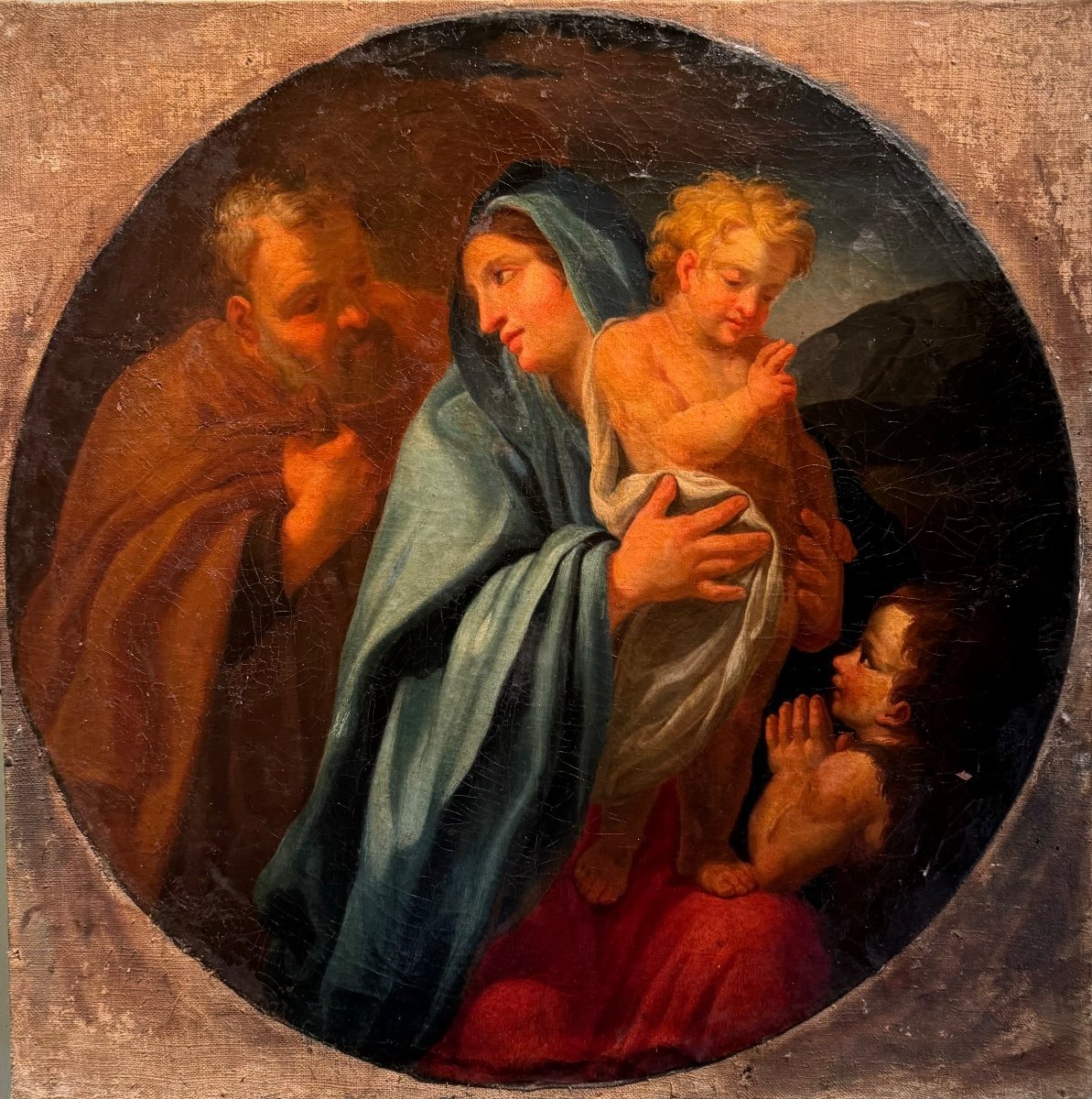 Italian School 18th Century Holy Family Old Painting