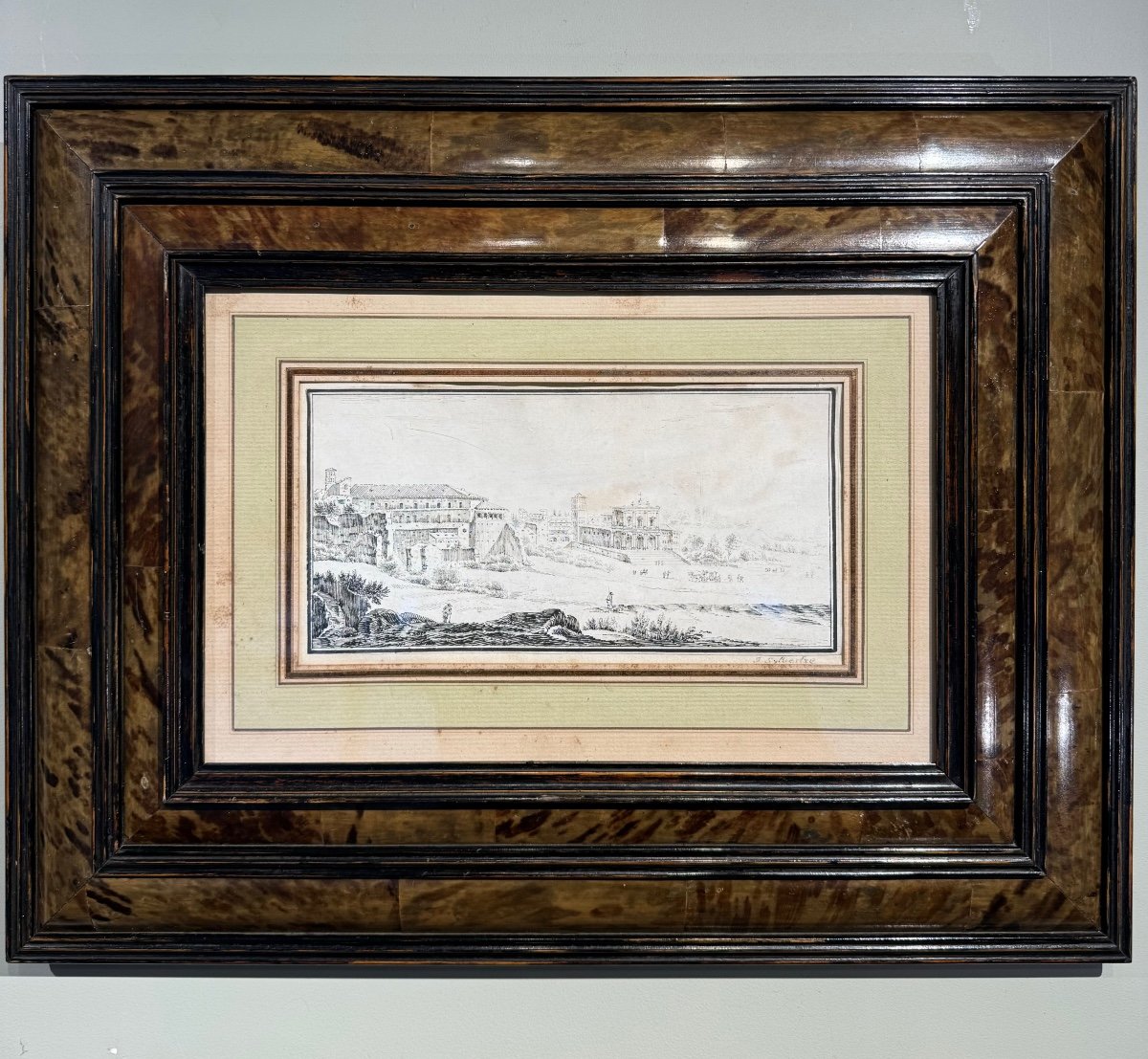Israel Silvestre (1621-1691) Italian Landscape Ink On Paper Old Drawing -photo-3