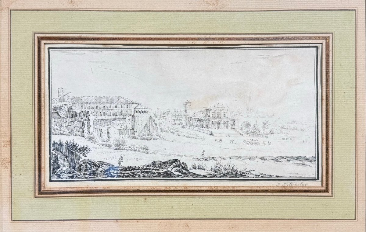 Israel Silvestre (1621-1691) Italian Landscape Ink On Paper Old Drawing -photo-4