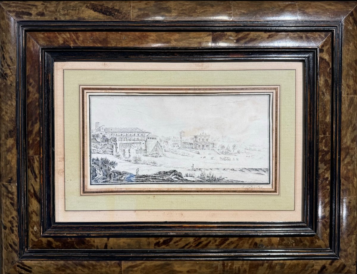 Israel Silvestre (1621-1691) Italian Landscape Ink On Paper Old Drawing 