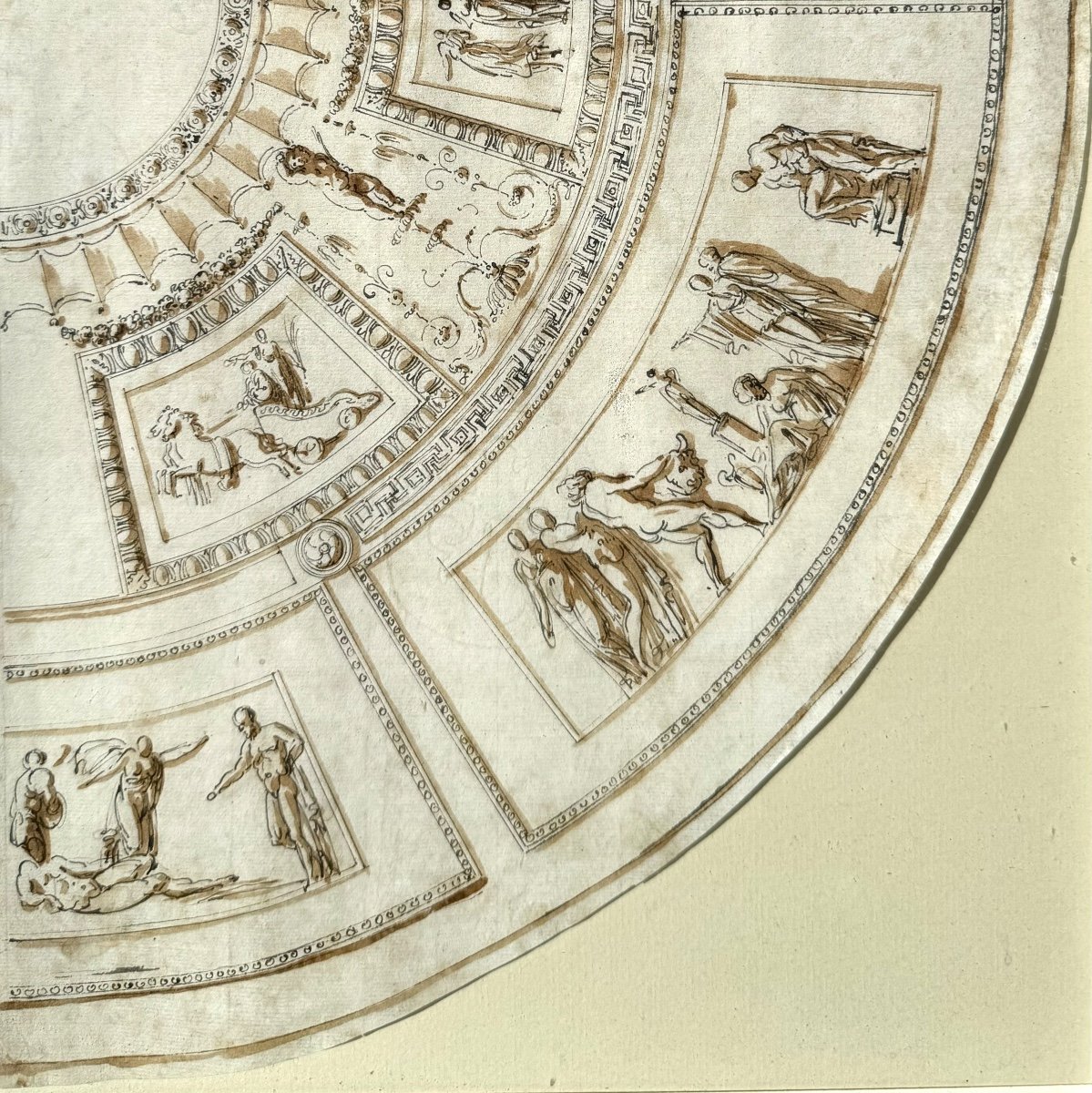 École Néoclassique Italie Fin XVIIIe étude D’architecture Encre Lavis Dessin Ancien -photo-2