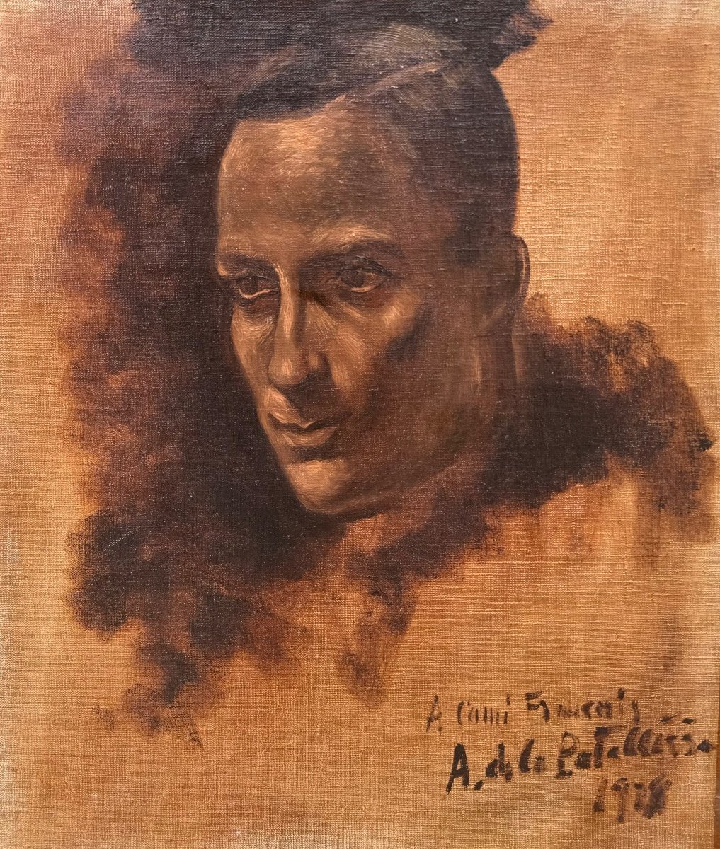 Amédée De La Patellière (1890-1932) Portrait To Friend François Oil On Canvas