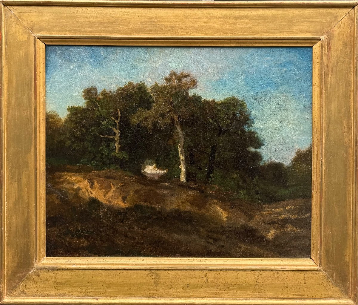 Auguste Anastasi (1820-1889) Paysage Fontainebleau Huile Sur Toile école De Barbizon