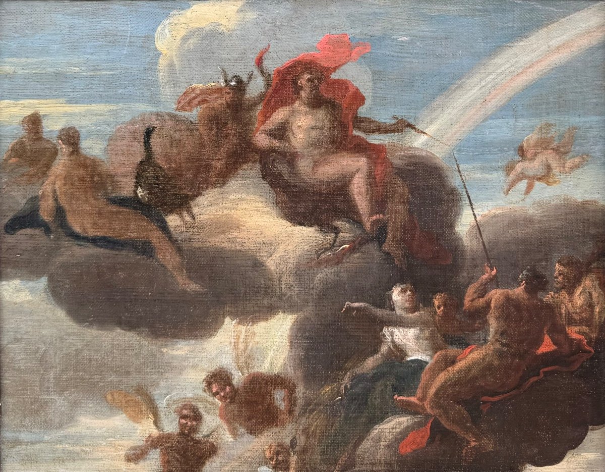 French School 18th Century Mythological Study Oil On Panel Old Painting -photo-2