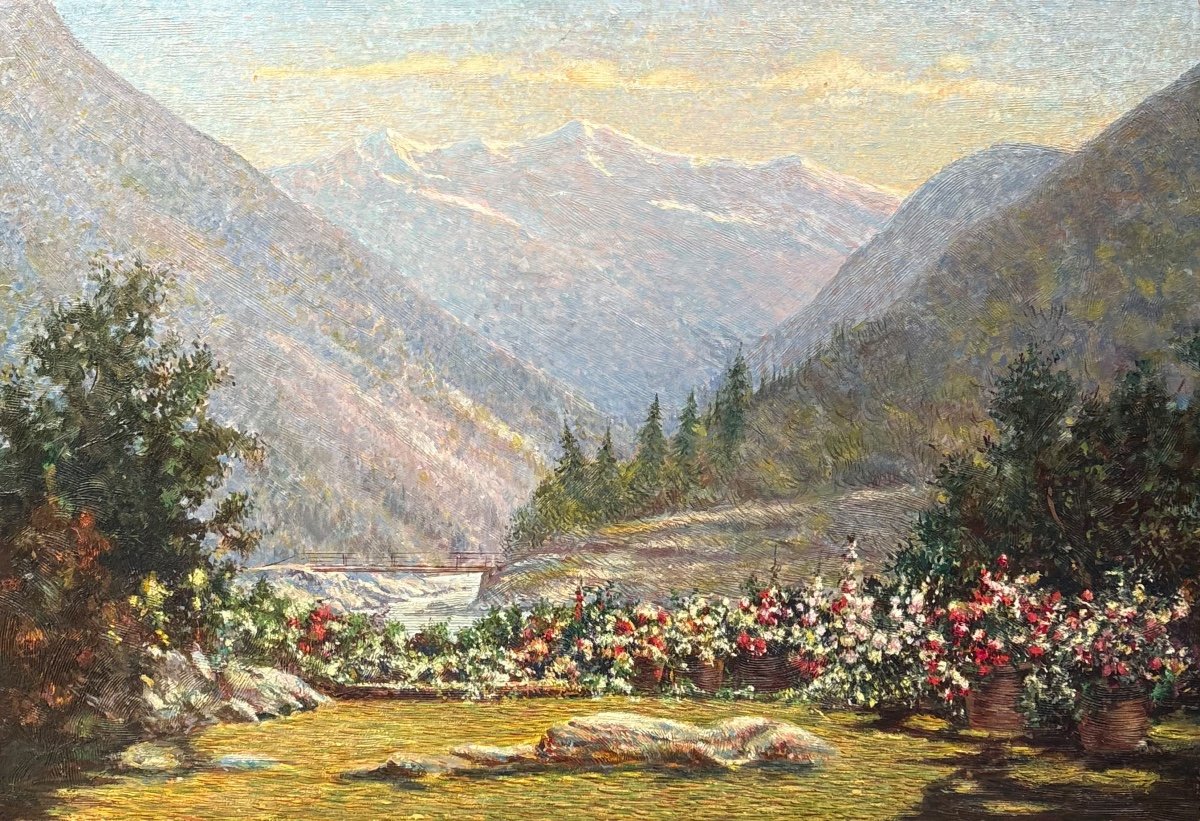 Divisionist School 19th Century Italy Landscape Mountain Old Painting
