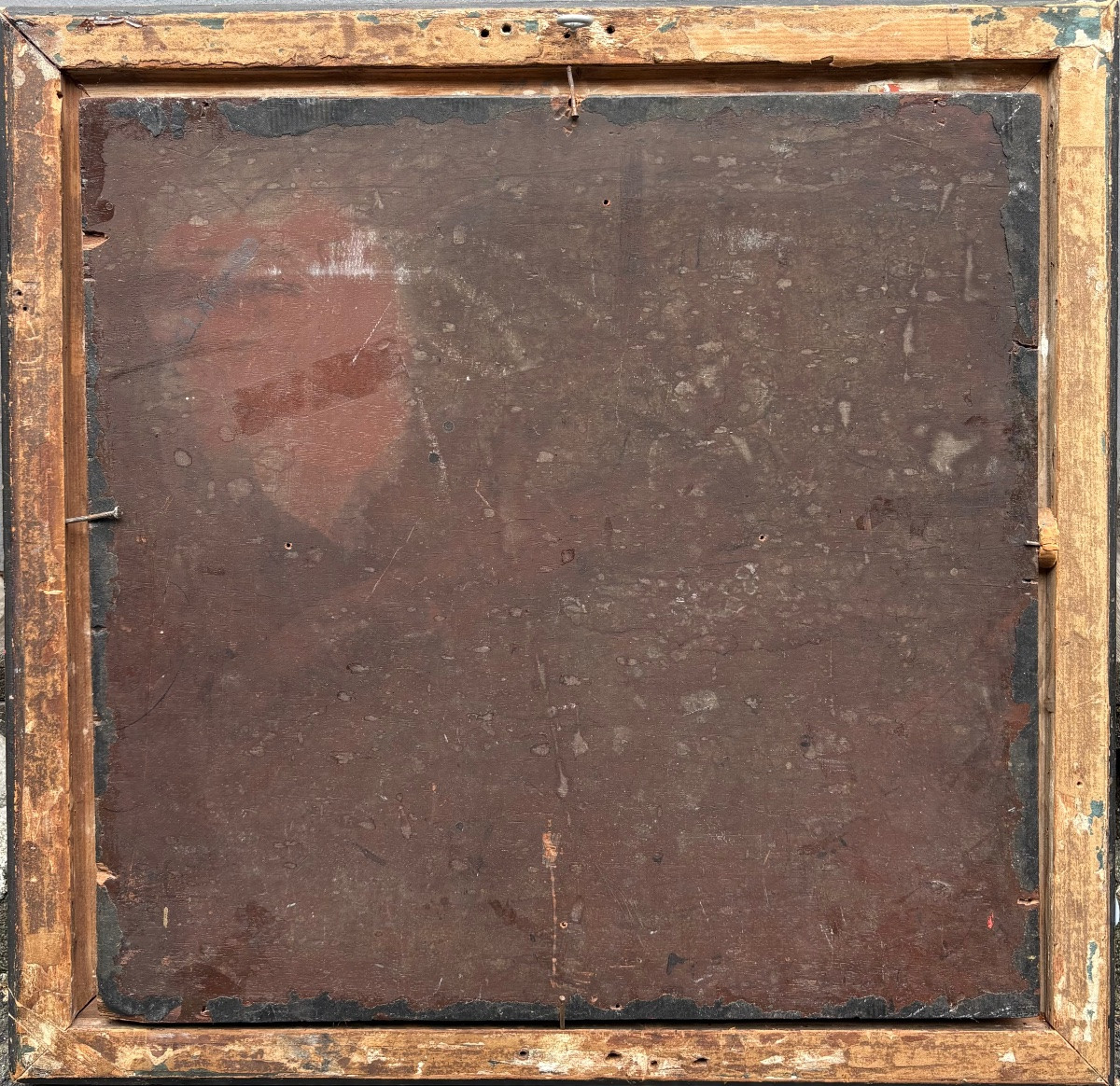 École française vers 1750 intrigante scène d’intérieur aux soldats tableau ancien-photo-2