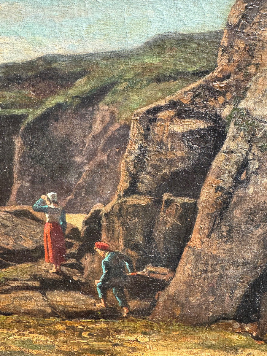 Eugene Fines (1826-1884) Belle-ile-mer Bord De Mer Bretagne Oil On Canvas-photo-4