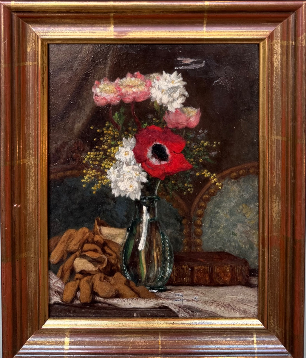 Victor Chavet (1822-1906) Still Life With Gloves Oil On Panel
