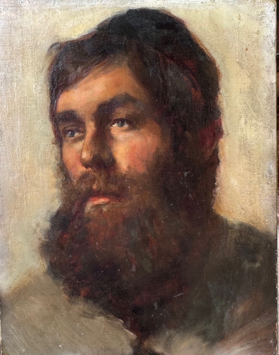 École étrangère XIXe Portrait d’homme Juif huile sur toile -photo-2