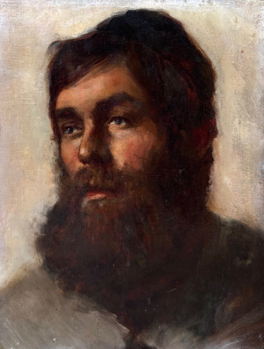 École étrangère XIXe Portrait d’homme Juif huile sur toile 