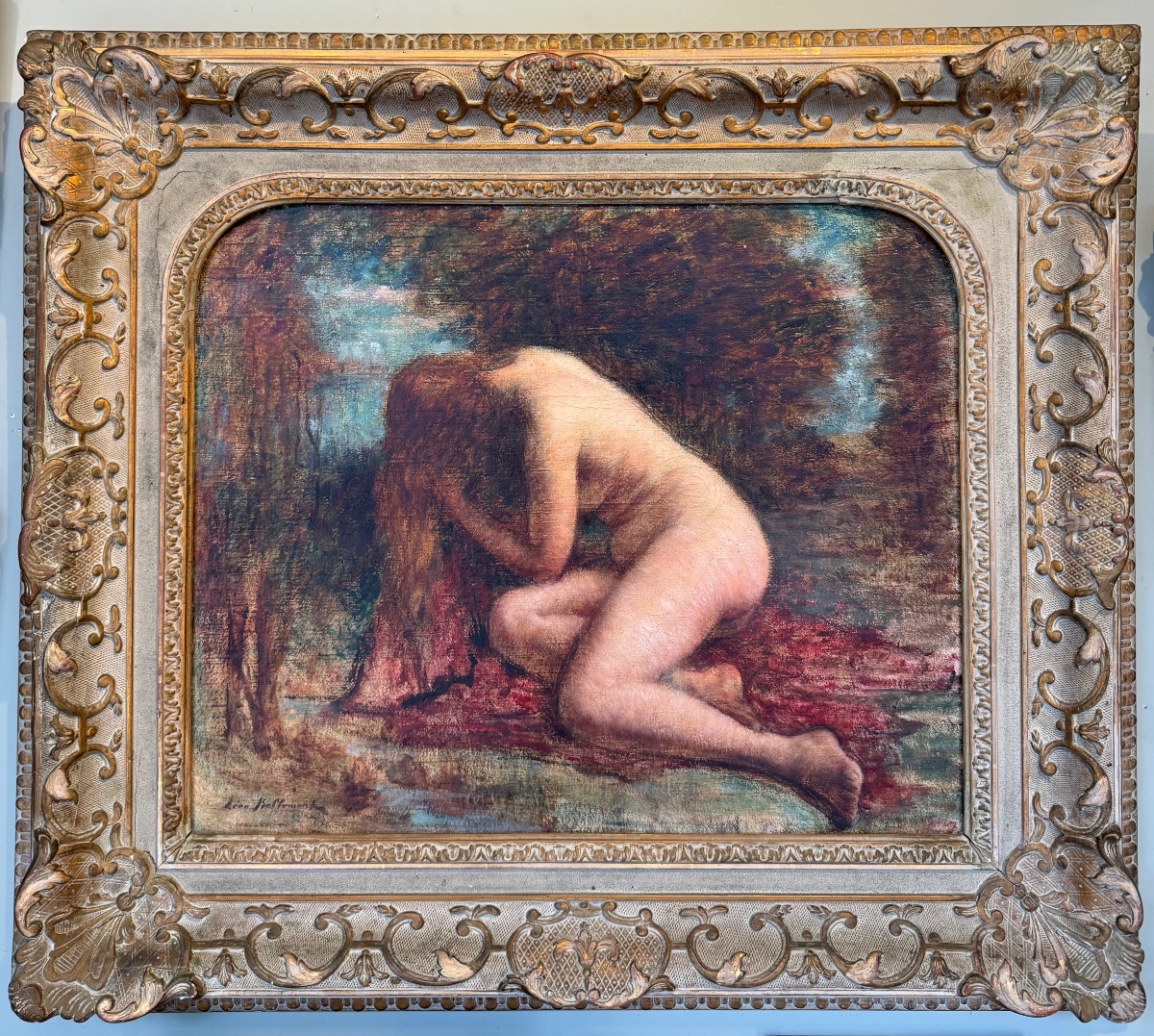 Léon Bellemont (1866–1961), *woman Bathing*, Oil On Canvas 