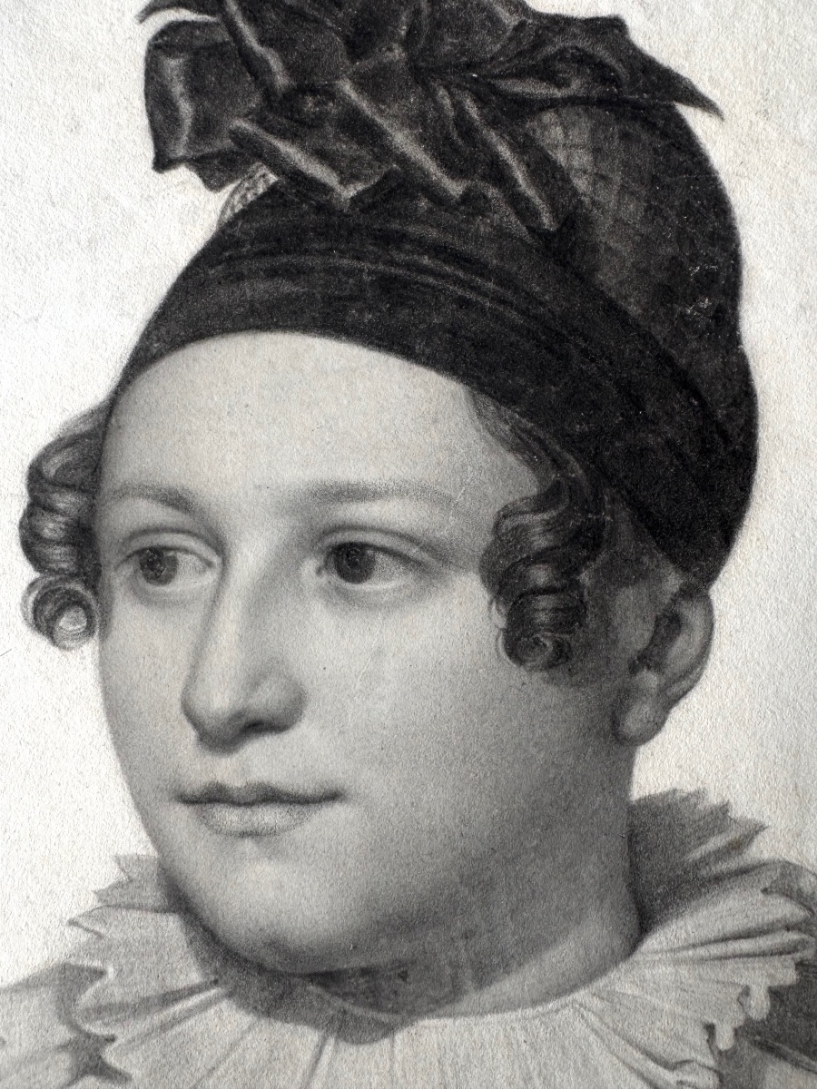 French School, 1810, Black Chalk Drawing, Portrait Of A Woman -photo-2