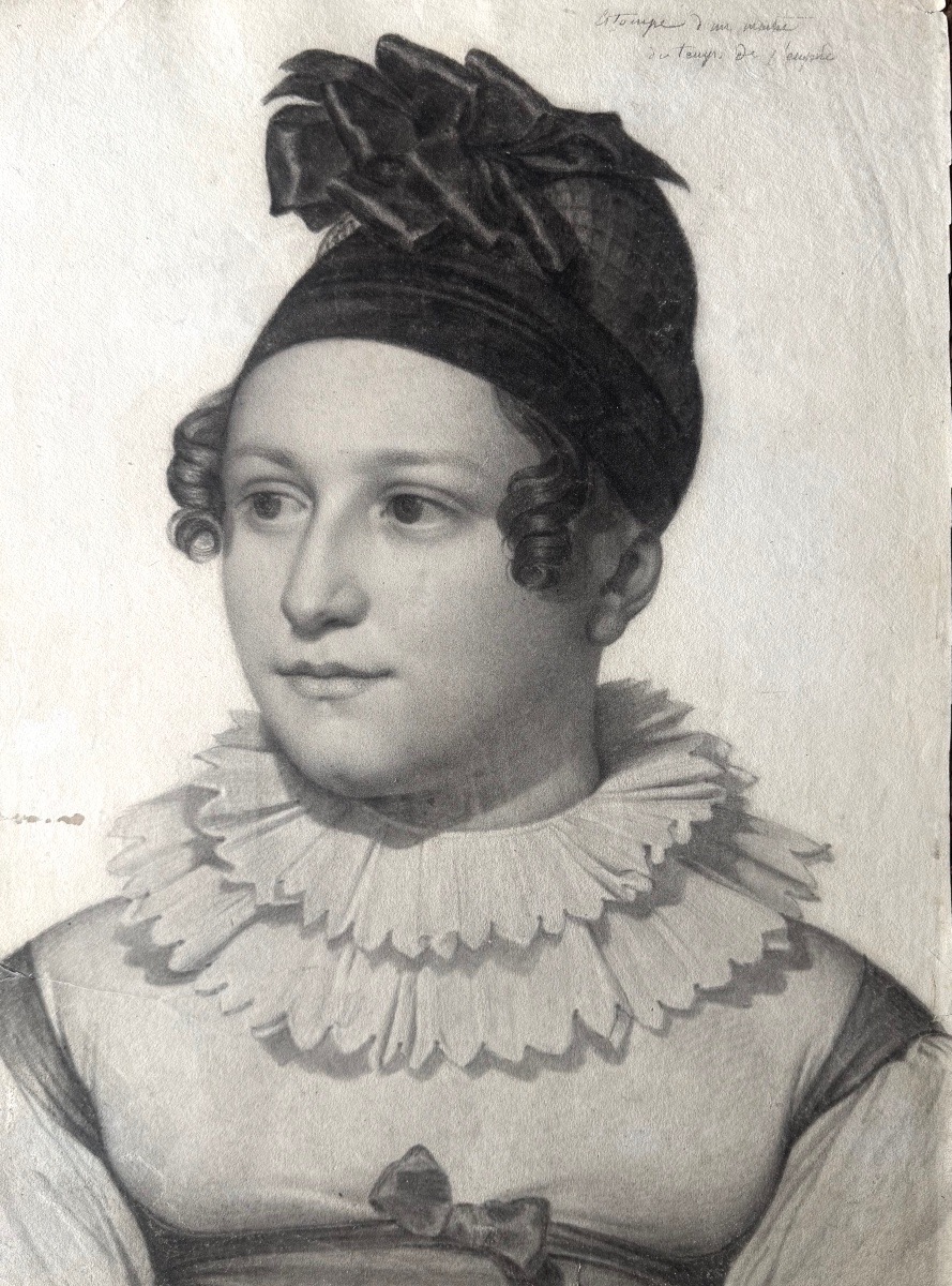 French School, 1810, Black Chalk Drawing, Portrait Of A Woman 